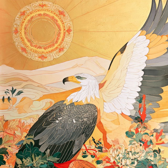 Eagle Script style, Midjourney V8.2, render 1 of 4