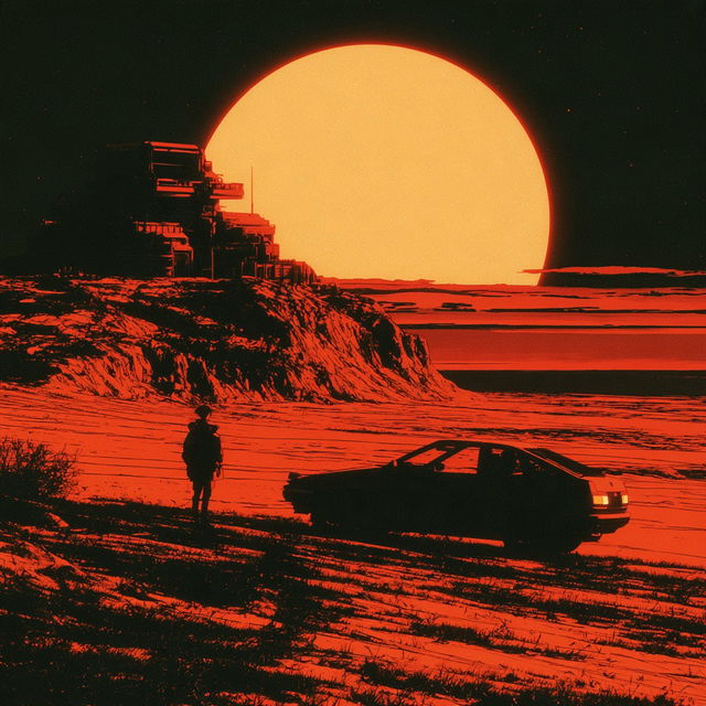 Sunscar Chromapulp style, Midjourney V8.2, render 1 of 4