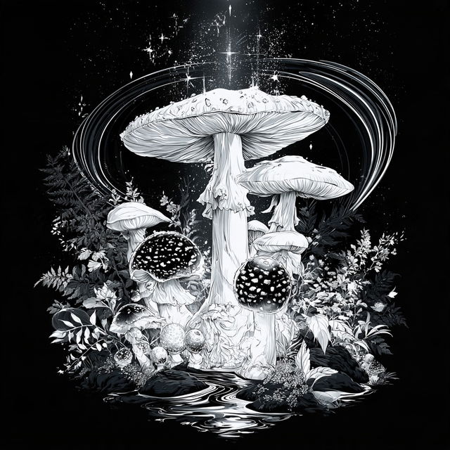Mycocelestial Engraving style, Midjourney V8.2, render 4 of 4