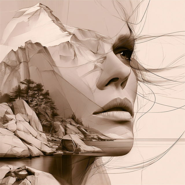 Sepia Marionette Overlays style, Midjourney V8.2, render 4 of 4