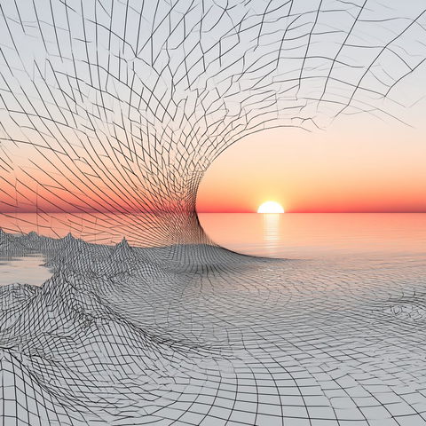 Sunset Codex Mesh style (SREF codes), Midjourney V8.2