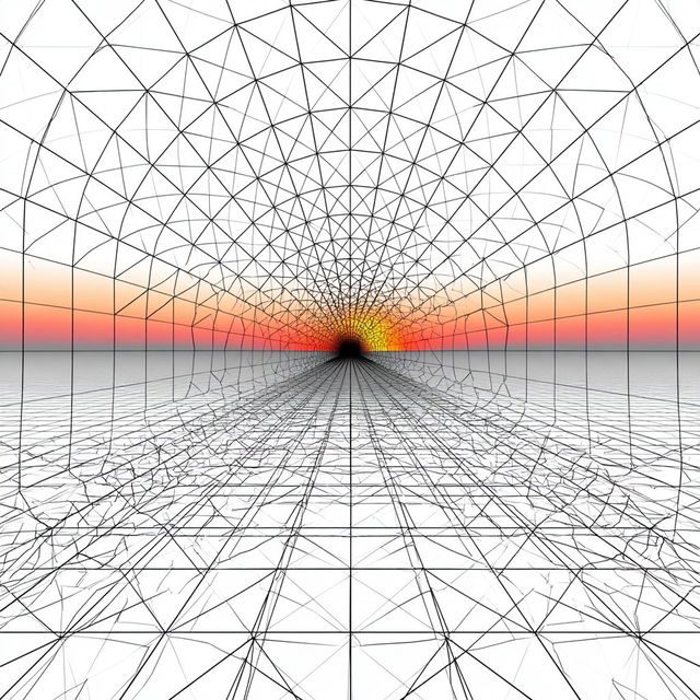 Sunset Codex Mesh style, Midjourney V8.2, render 2 of 4