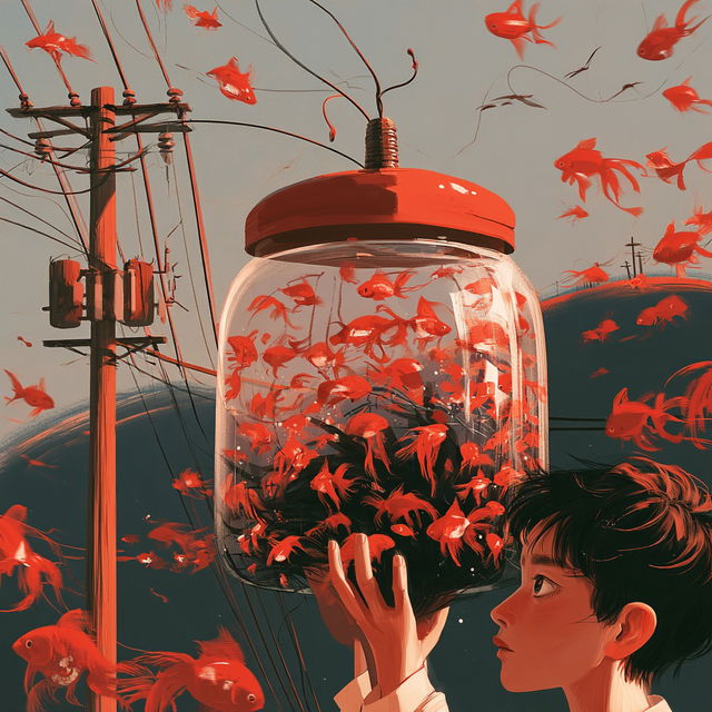 Goldfish Glaze Event style, Midjourney V8.2, render 4 of 4