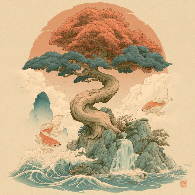 Inkfall Shanshui style, Midjourney V8.2, render 3 of 4