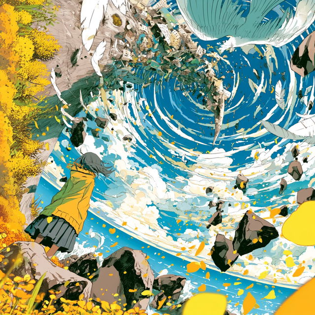 Riso Coastline Motion style, Midjourney V8.2, render 4 of 4