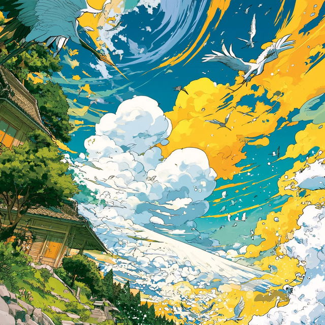 Riso Coastline Motion style, Midjourney V8.2, render 3 of 4