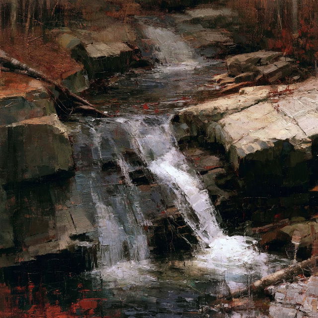 Stratigraphic Brushwork style, Midjourney V8.2, render 3 of 4
