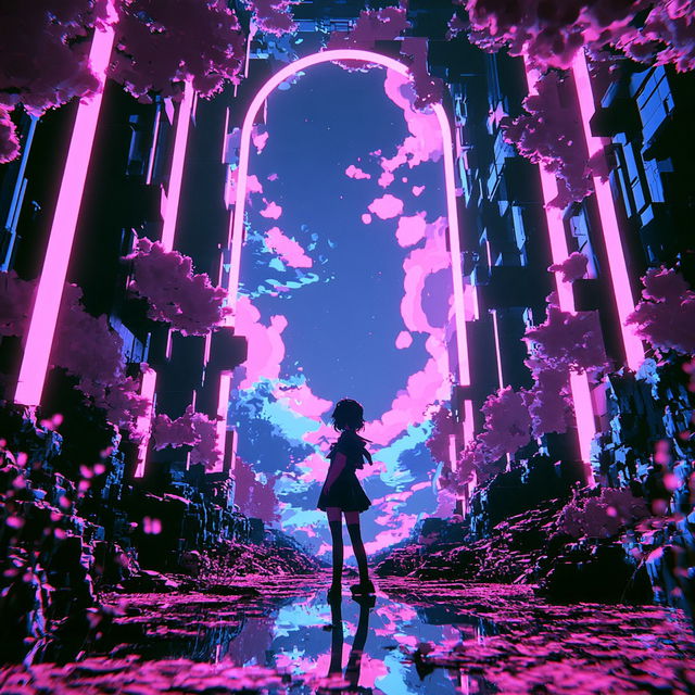 Violet Kufic Nightwork style, Midjourney V8.2, render 3 of 4