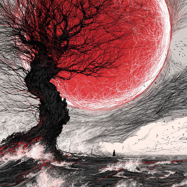 Red Disc Scratchwood style, Midjourney V8.2, render 2 of 4