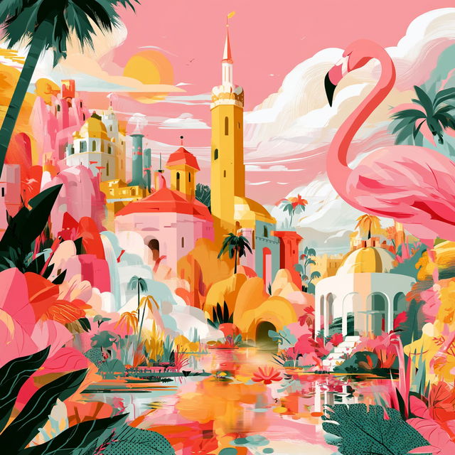 Tropical Chinoiserie style, Midjourney V8.2, render 2 of 4