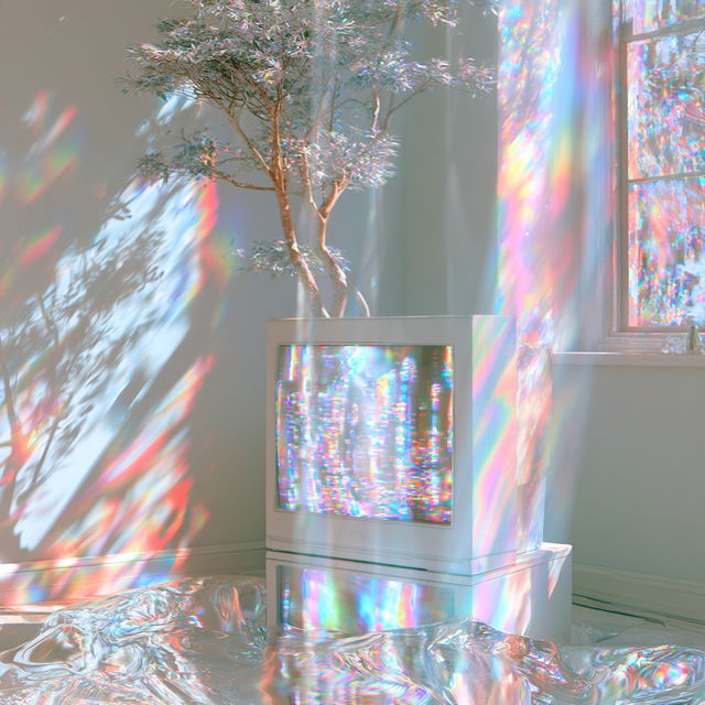 Iridescent Iconoclasm style, Midjourney V8.2, render 2 of 4