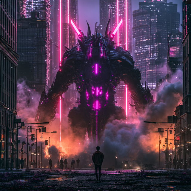 Neonscape Colossage style, Midjourney V8.2, render 4 of 4