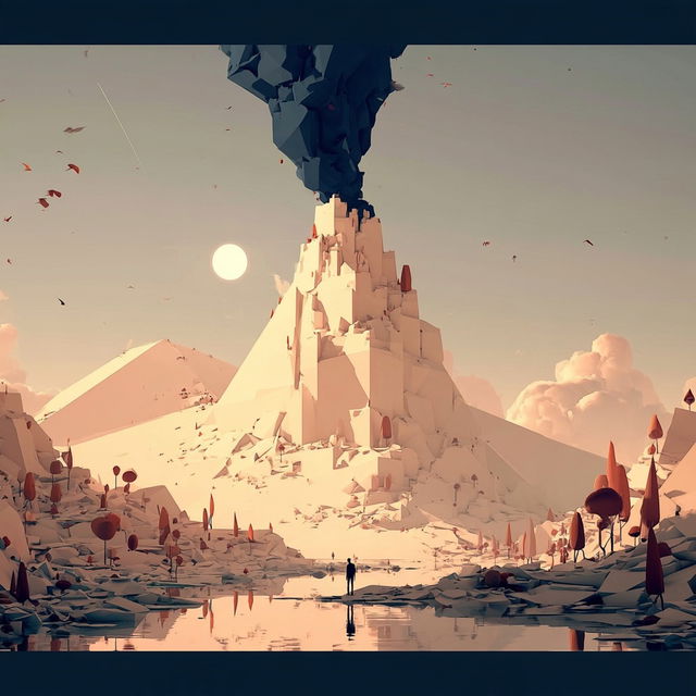 Citadel of Flat Light style, Midjourney V8.2, render 1 of 4