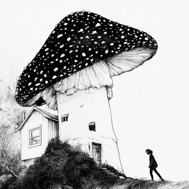 Mushroom Hatching style, Midjourney V8.2, render 2 of 4