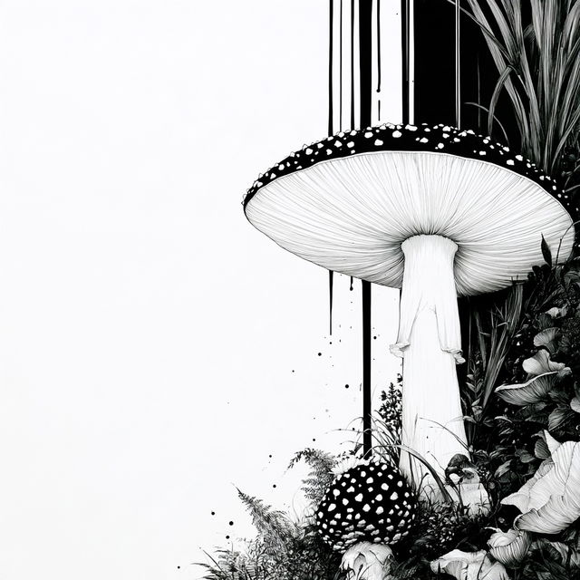 Mushroom Hatching style, Midjourney V8.2, render 4 of 4