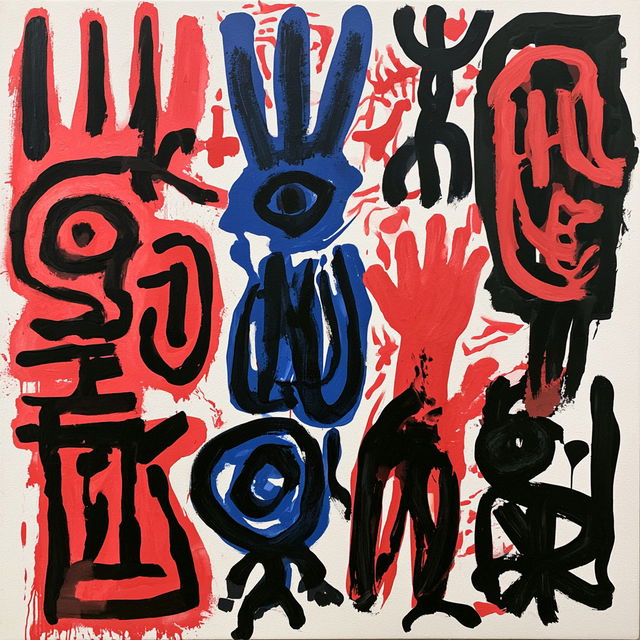 A. R. Penck style, Midjourney V8.2, render 2 of 4