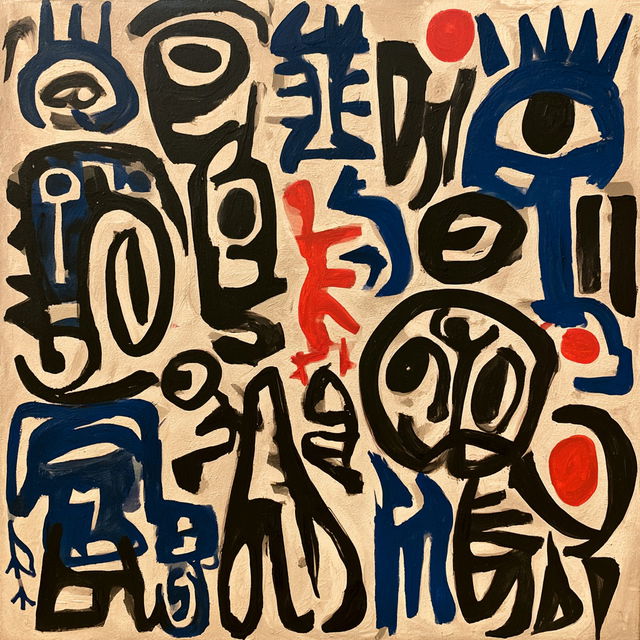A. R. Penck style, Midjourney V8.2, render 3 of 4