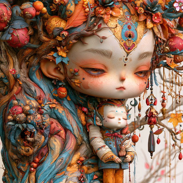 Dollhedralism style, Midjourney V8.2, render 1 of 4