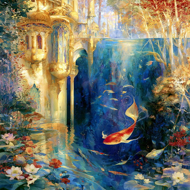 Auric Watergarden style, Midjourney V8.2, render 3 of 4