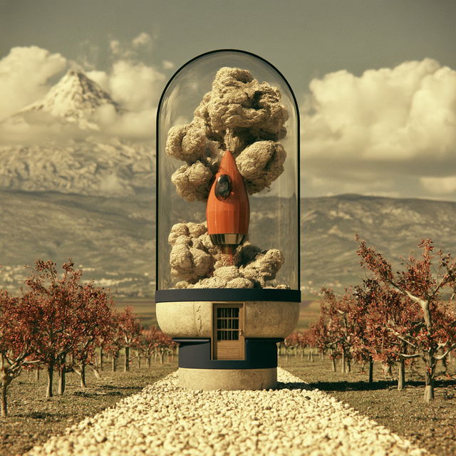 Sepia Machine Vastness style, Midjourney V8.2, render 3 of 4