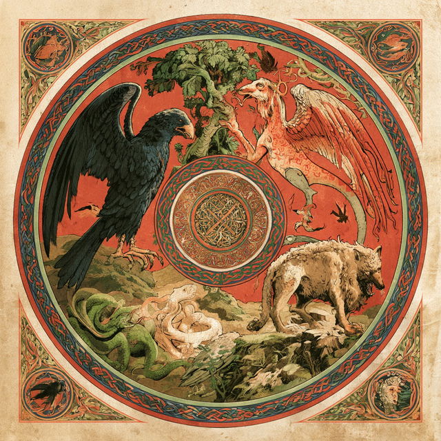 Aberdeen Bestiary style, Midjourney V8.2, render 3 of 4