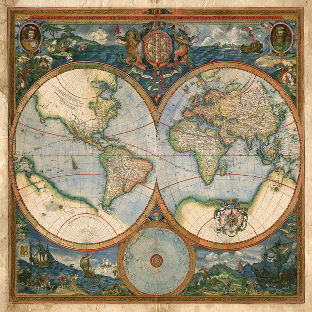 Abraham Ortelius style, Midjourney V8.2, render 4 of 4