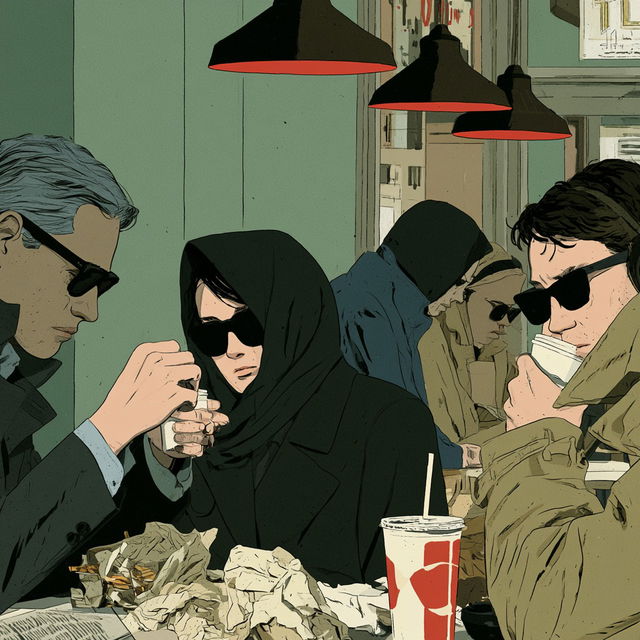 Adrian Tomine style, Midjourney V8.2, render 2 of 4