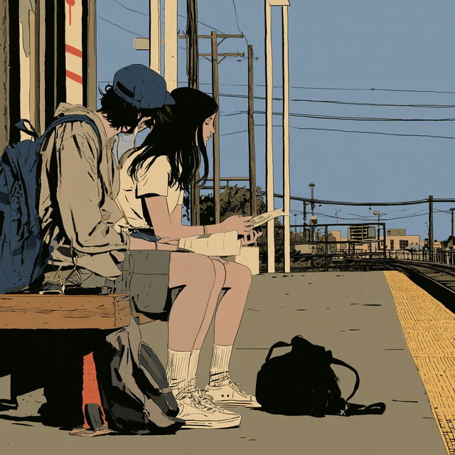 Adrian Tomine style, Midjourney V8.2, render 4 of 4