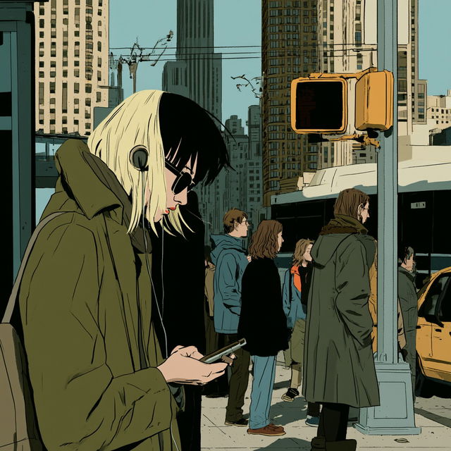 Adrian Tomine style, Midjourney V8.2, render 3 of 4