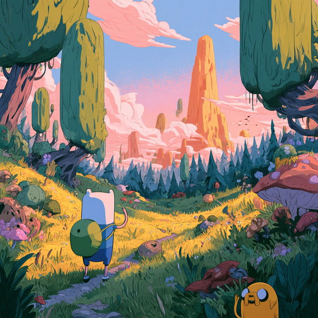 Adventure Time style, Midjourney V8.2, render 1 of 4