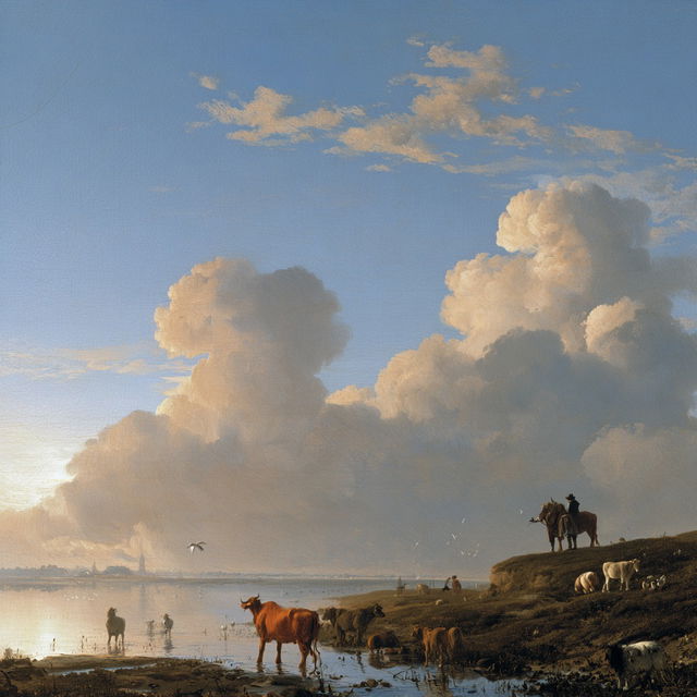 Aelbert Cuyp style, Midjourney V8.2, render 3 of 4