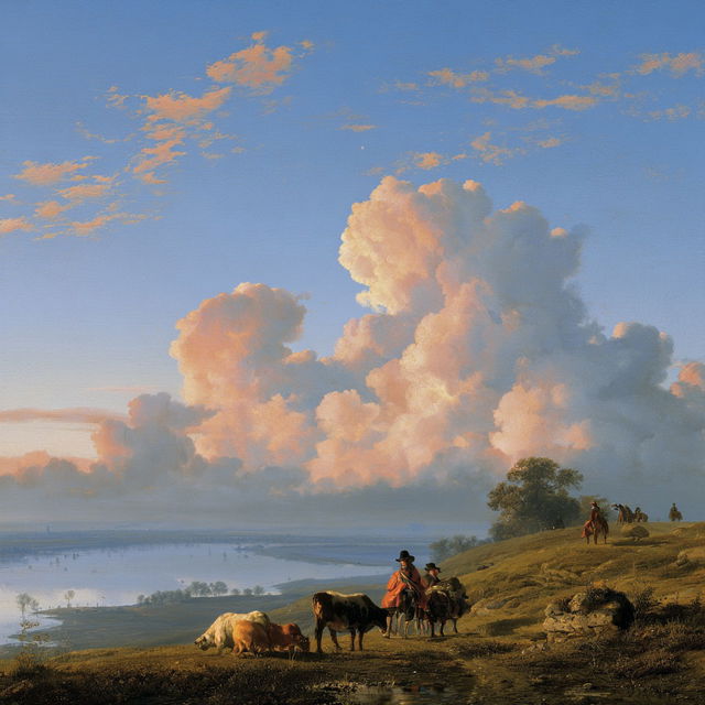Aelbert Cuyp style, Midjourney V8.2, render 1 of 4