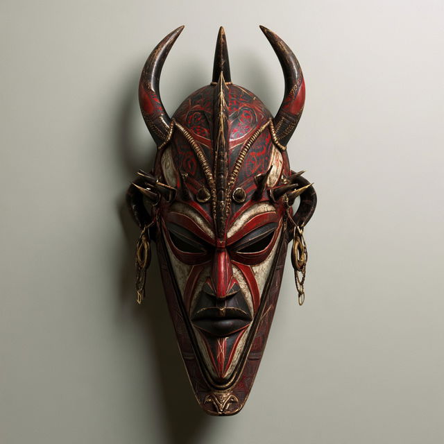 African mask style, Midjourney V8.2, render 2 of 4
