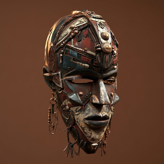 African mask style, Midjourney V8.2, render 3 of 4