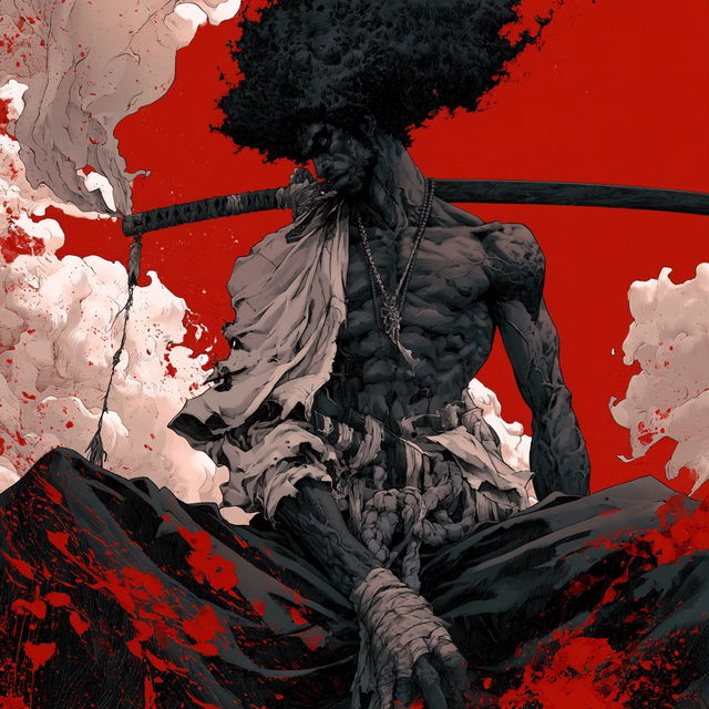 Afro Samurai style, Midjourney V8.2, render 2 of 4