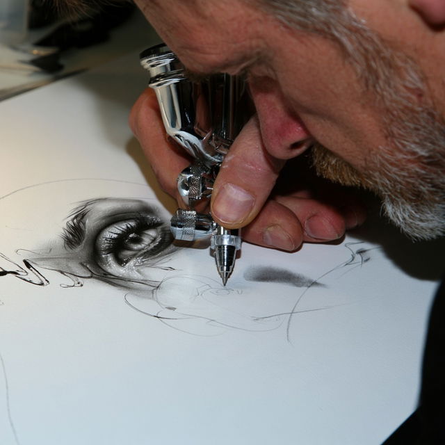 Airbrush drawing style, Midjourney V8.2, render 2 of 4