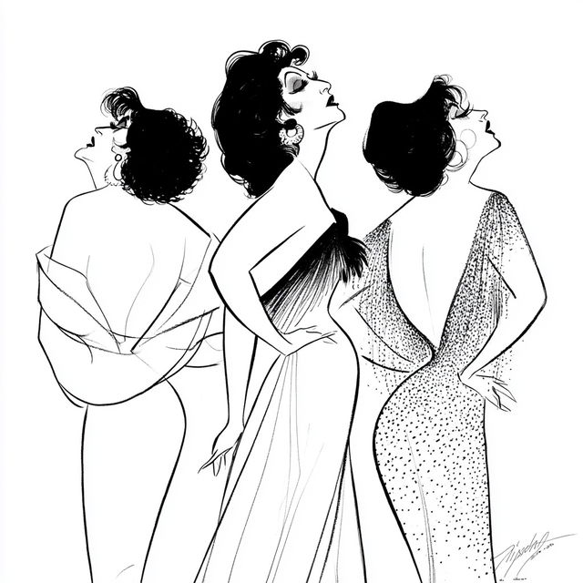 Al Hirschfeld style, Midjourney V8.2, render 2 of 4
