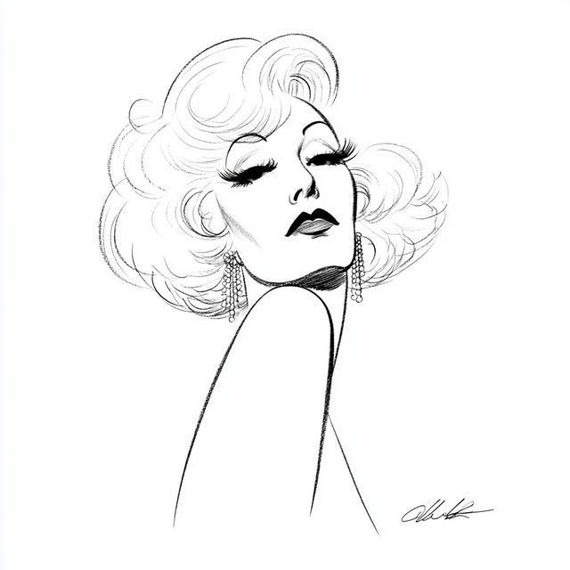 Al Hirschfeld style, Midjourney V8.2, render 3 of 4