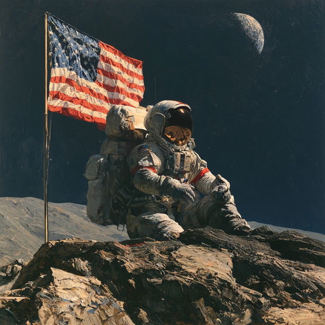 Alan Bean style, Midjourney V8.2, render 3 of 4