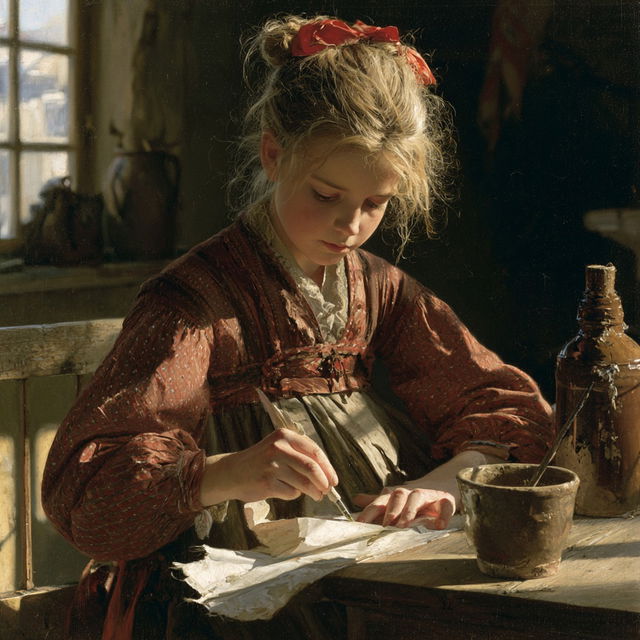 Albert Anker style, Midjourney V8.2, render 4 of 4