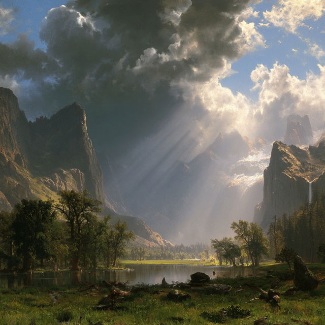 Albert Bierstadt style, Midjourney V8.2, render 2 of 4