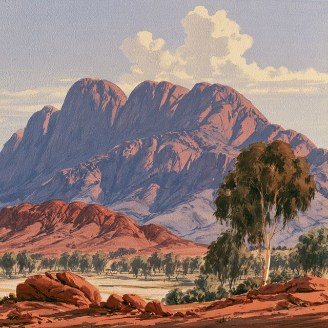 Albert Namatjira style, Midjourney V8.2, render 2 of 4