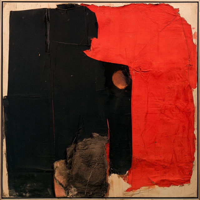 Alberto Burri style, Midjourney V8.2, render 4 of 4