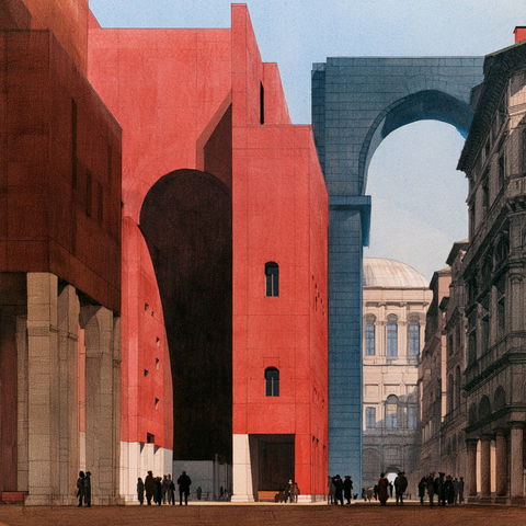Aldo Rossi style (Architects), Midjourney V8.2