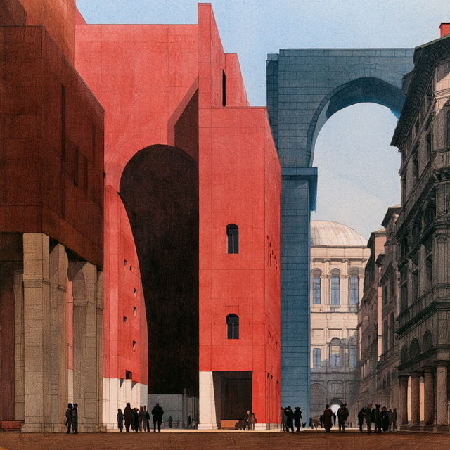 Aldo Rossi style, Midjourney V8.2, render 1 of 4