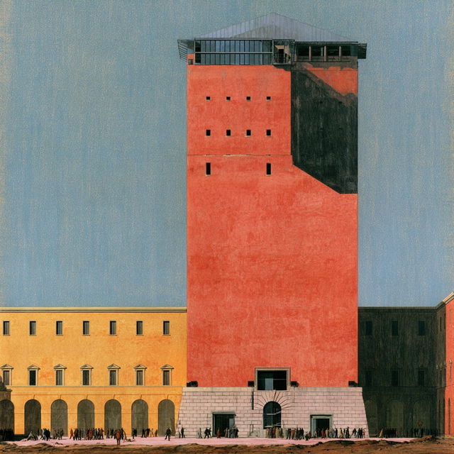 Aldo Rossi style, Midjourney V8.2, render 3 of 4