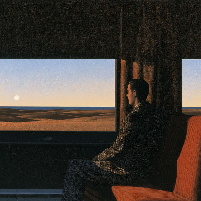Alex Colville style, Midjourney V8.2, render 2 of 4