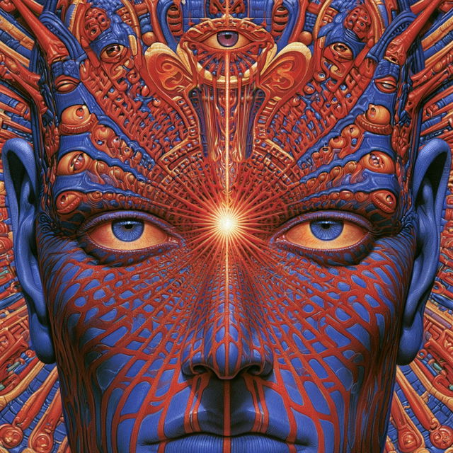 Alex Grey style, Midjourney V8.2, render 3 of 4