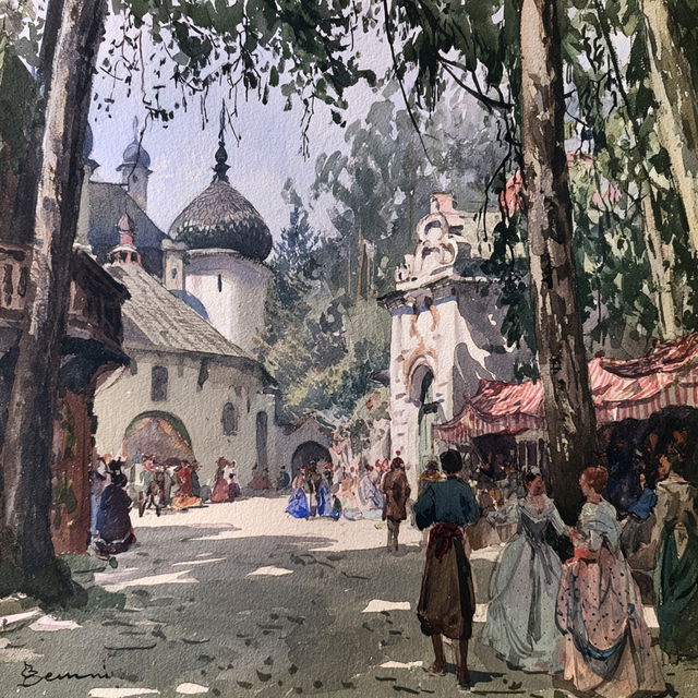Alexandre Benois style, Midjourney V8.2, render 3 of 4