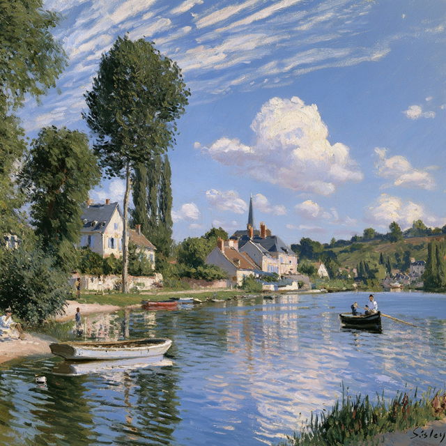 Alfred Sisley style, Midjourney V8.2, render 1 of 4